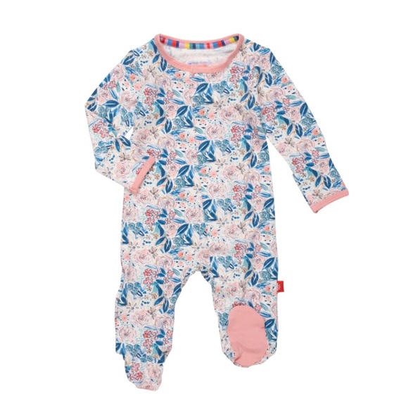 NWT Magnetic Me Once and Floral Modal Footie Baby Girls 3-6M - Picture 1 of 6